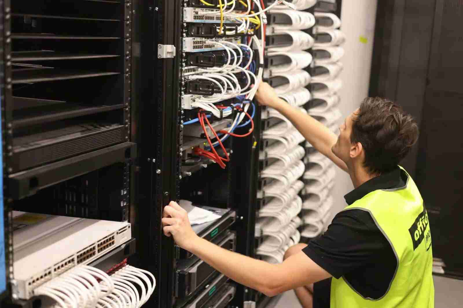 Server room inspection during office relocation in Sydney and Melbourne.